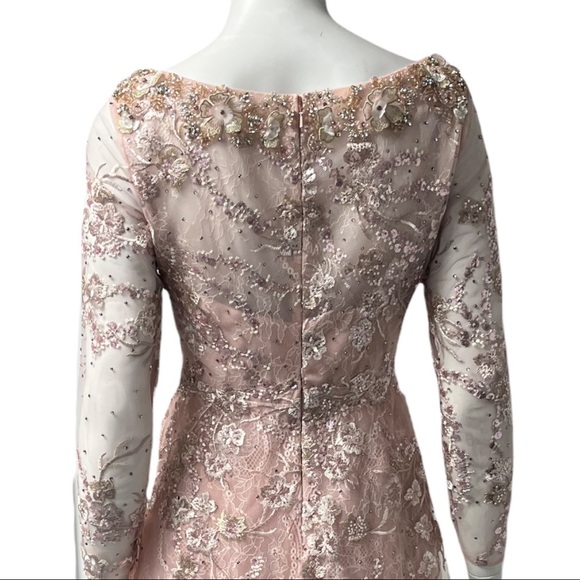 Mac Duggal Tea Length Lace & Floral Dress - Picture 5 of 7